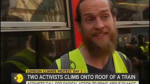 Climate change protests in London: Protesters glue themselves to train