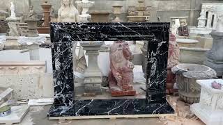Black marble fireplace mantel