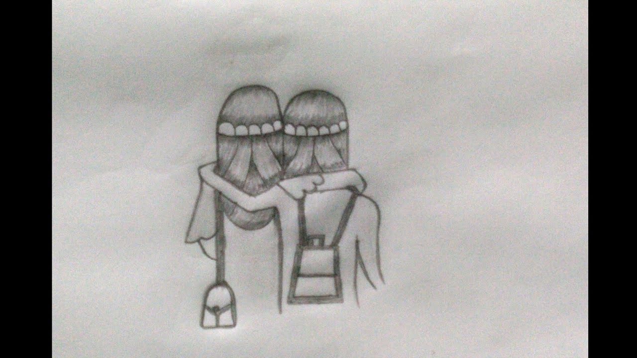 A beautiful best friends drawing step by steppencil sketch drawing