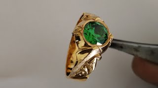 How to Make Gold Ring Handmade | gold ring 916 hallmark | GREEN STONE Ring | Sathya KGF