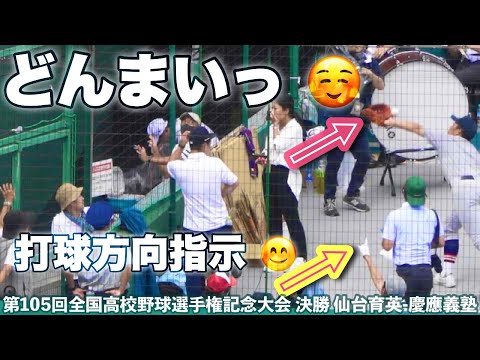 どんまい 慶應義塾応援部員くん《 ファールボール 上空風巻~捕球できず ...