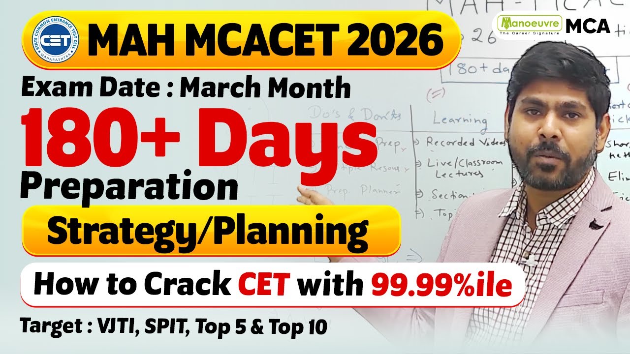 MAH MCA CET Preparation 2026 | 180+ Days Strategy | How To Score 99.99 ...