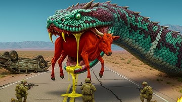 Brave Farmers Save Hyperactive Mother Cow from Giant Python’s Terrifying Attack