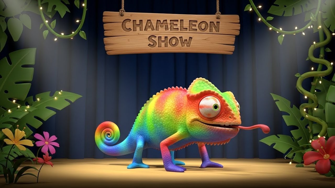 Шоу хамелеонов, меняющих цвет | Весёлые детские стишки и волшебные приключения в джунглях