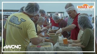 St. Matthew Catholic Church holds annual world hunger drive meal packing event.