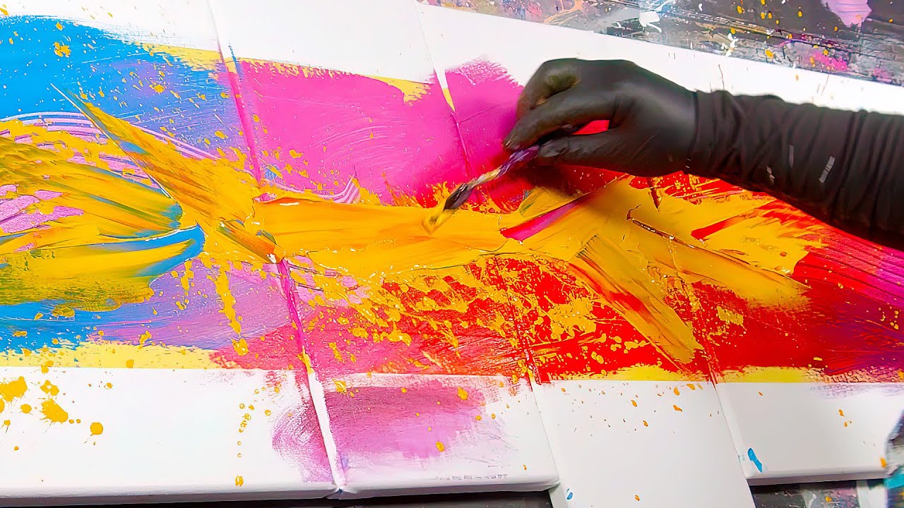 ABSTRACT PAINTING / ACRYLIC PAINT / CATALYST WEDGE / MASKING TAPE