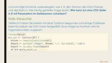 Schreiben einer CSV-Datei in R mit dynamischen Dateinamen unter Verwendung von Parametern