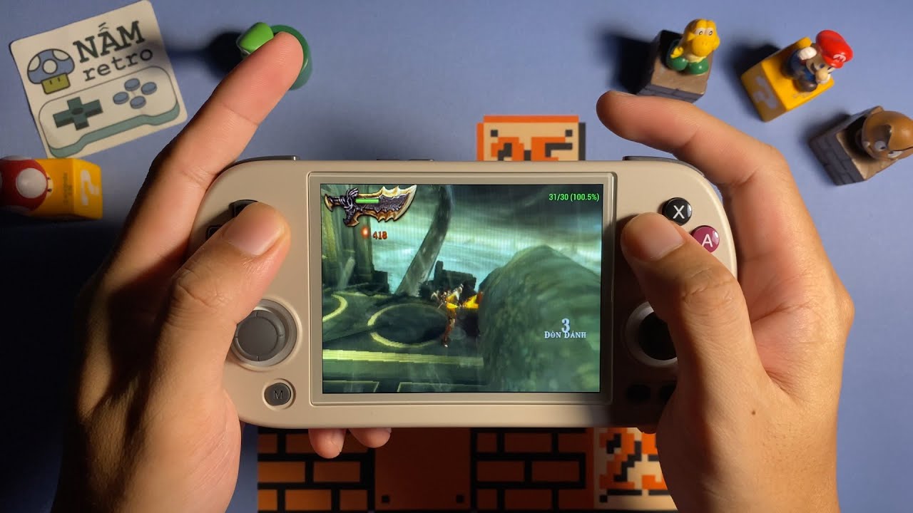 Anbernic RG40XX H muOS - Máy Chơi Game Retro Toàn Diện, Chơi God of War PSP 30 FPS 