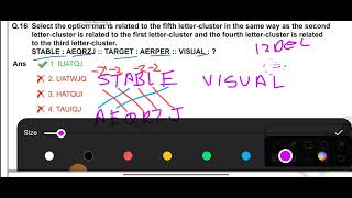 SSC CGL 12 DECEMBER SHIFT 3 REASONING QUESTION NO.16