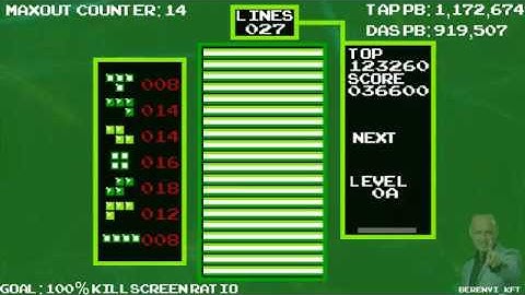 NES TETRIS - 27 LINES IN KILLSCREEN (3 lines away from level 32 w/ game genie) - 10/03/2019