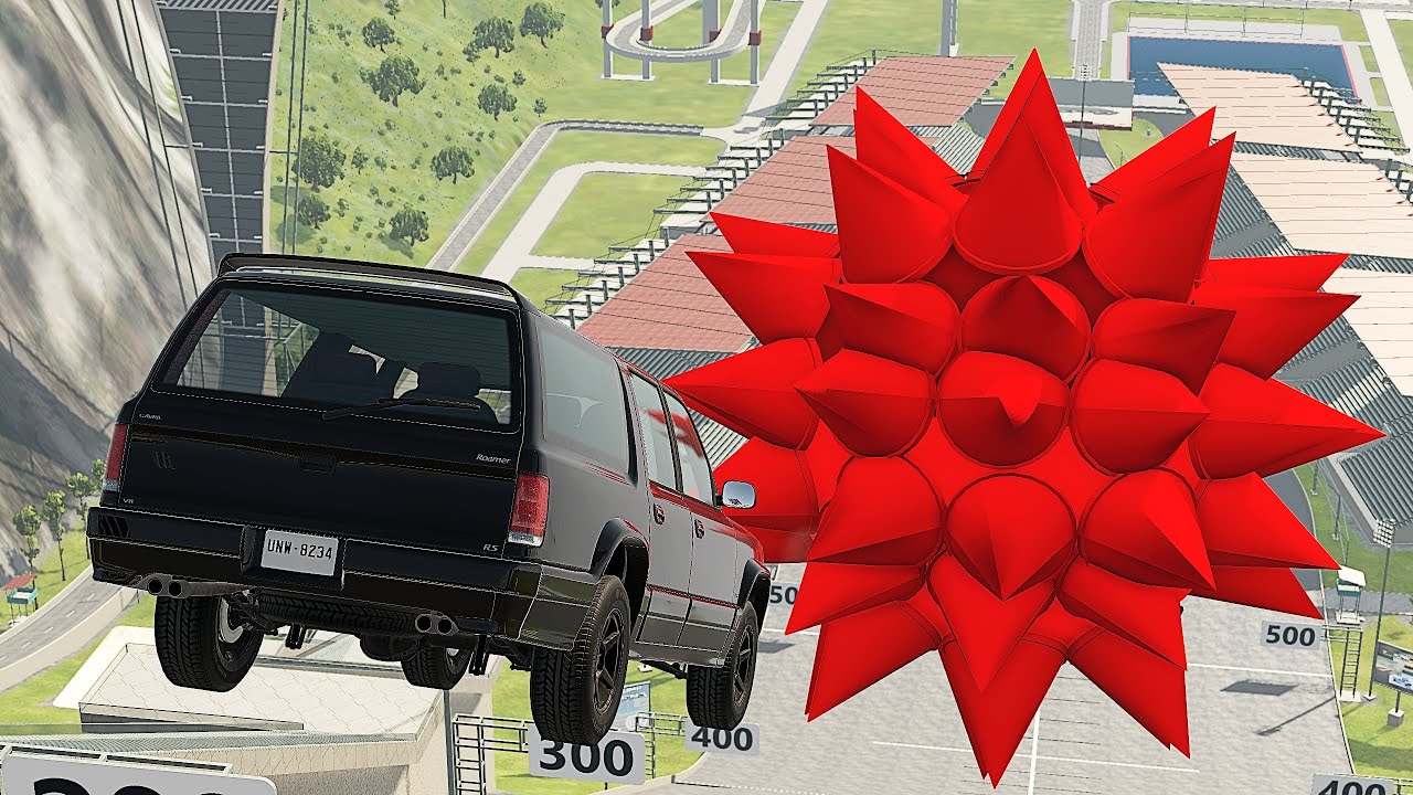 Cars Vs Spike Ball - BeamNG Drive