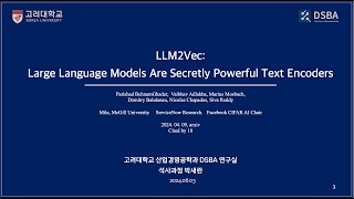 [Paper Review] LLM2Vec: Large Language Models Are Secretly PowerfulText Encoders