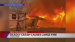 Deadly Loveland crash causes large building fire