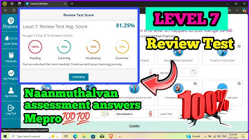 Level 7 ( Review test ) Mepro 1st Year Naanmuthalvan Assessment Answers💯 #naanmudhalvan