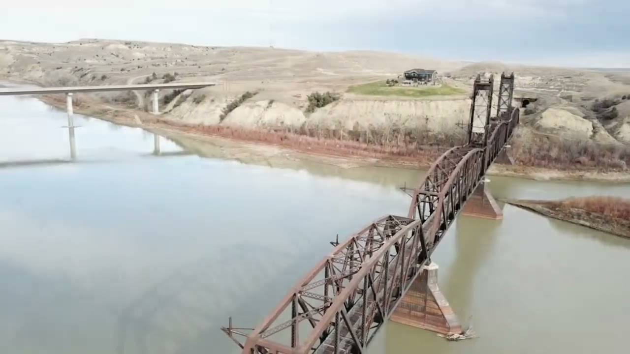Frozen in time. Train drawbridge near Montana and North Dakota border next to a tunnel in the hill!