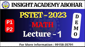 PSTET 2023 Math || Demo Lecture 1 || For Paid Group || Insight Academy Abohar