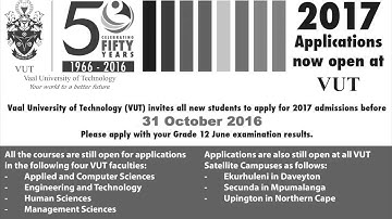 VUT Admissions 2017