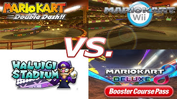 🏟Waluigi Stadium - Mario Kart Double Dash, Wii, and 8 Deluxe Comparison 4K🟪