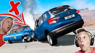 Безумная ЕЗДА на ШКОДА КАРОК с Обгоном!!! Тест на ПРОЧНОСТЬ в BeamNG Drive