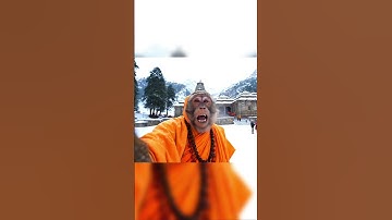 Monkey Vlogs at Kedarnath Temple #monkeyvlogger #veo3 #viralshorts #shorts