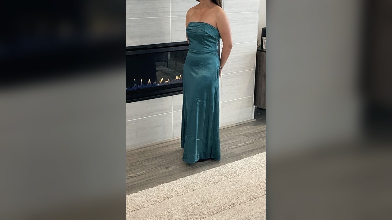 slim fit dress slacks Berylove Women Glitter Dark Green Mermaid Prom Dress with Slit Strapless  Corset Long Formal Dress main image 1