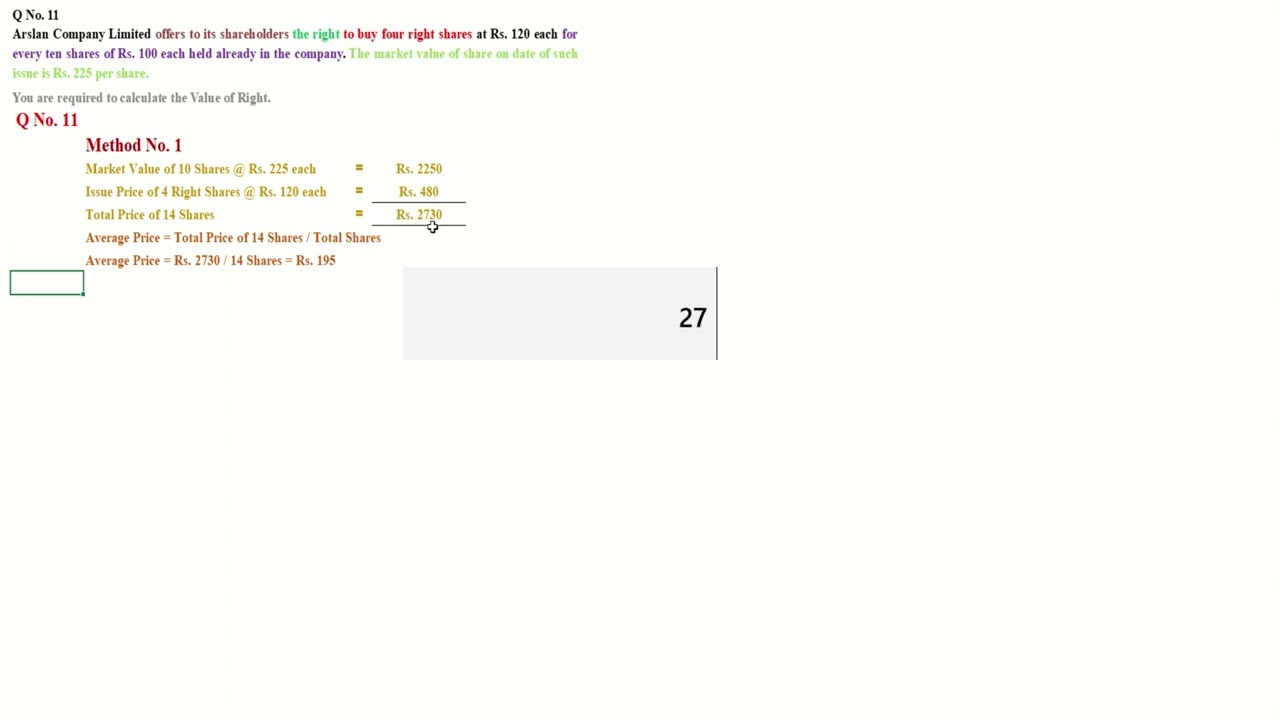 20. Chapter No. 2: Bonus Shares & Right Shares (Question 11) with Usman Ghani