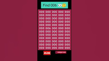 Find 006 and comment 👀🧐 #shorts #spot #eyetest #exam #trending #findthenumber #find #memorytest#like