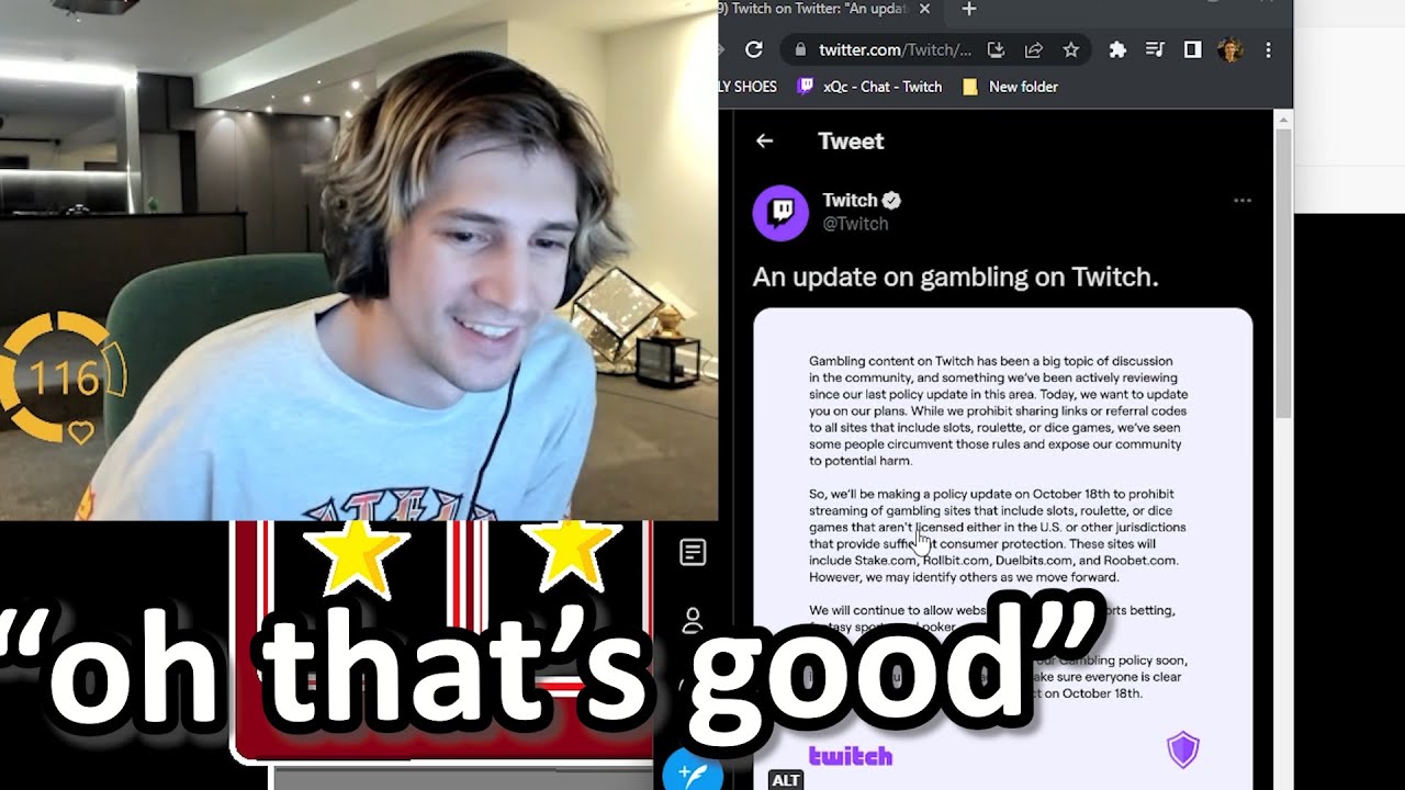 xQc Reacts To Gambling being BANNED on TWITCH