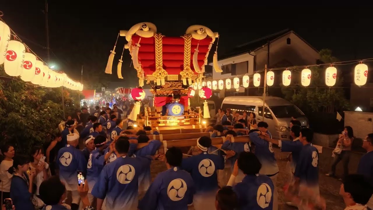八尾 矢作神社 2026 宵宮】大太鼓 宮入り 布団太鼓 曳行 - YouTube