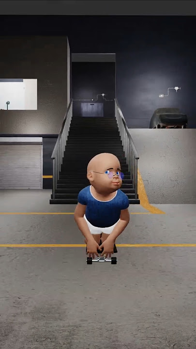 Baby Jim's Funny Skateboard Fail #shorts #funny #animation
