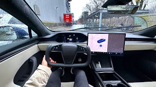 New Tesla Model S Plaid Test Drive POV 2023 screenshot 5