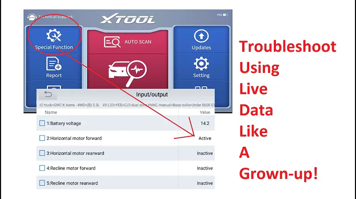 XTOOL Scanner Special Function Power & Heated Seat Testing