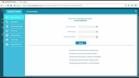 Changing Password - postDICOM Free DICOM Viewer