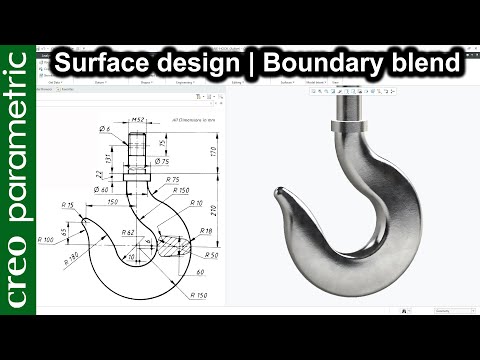 Crane Hook | Surface design | Boundary blend in Creo