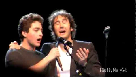 A young man in the audience sings with Josh Groban...