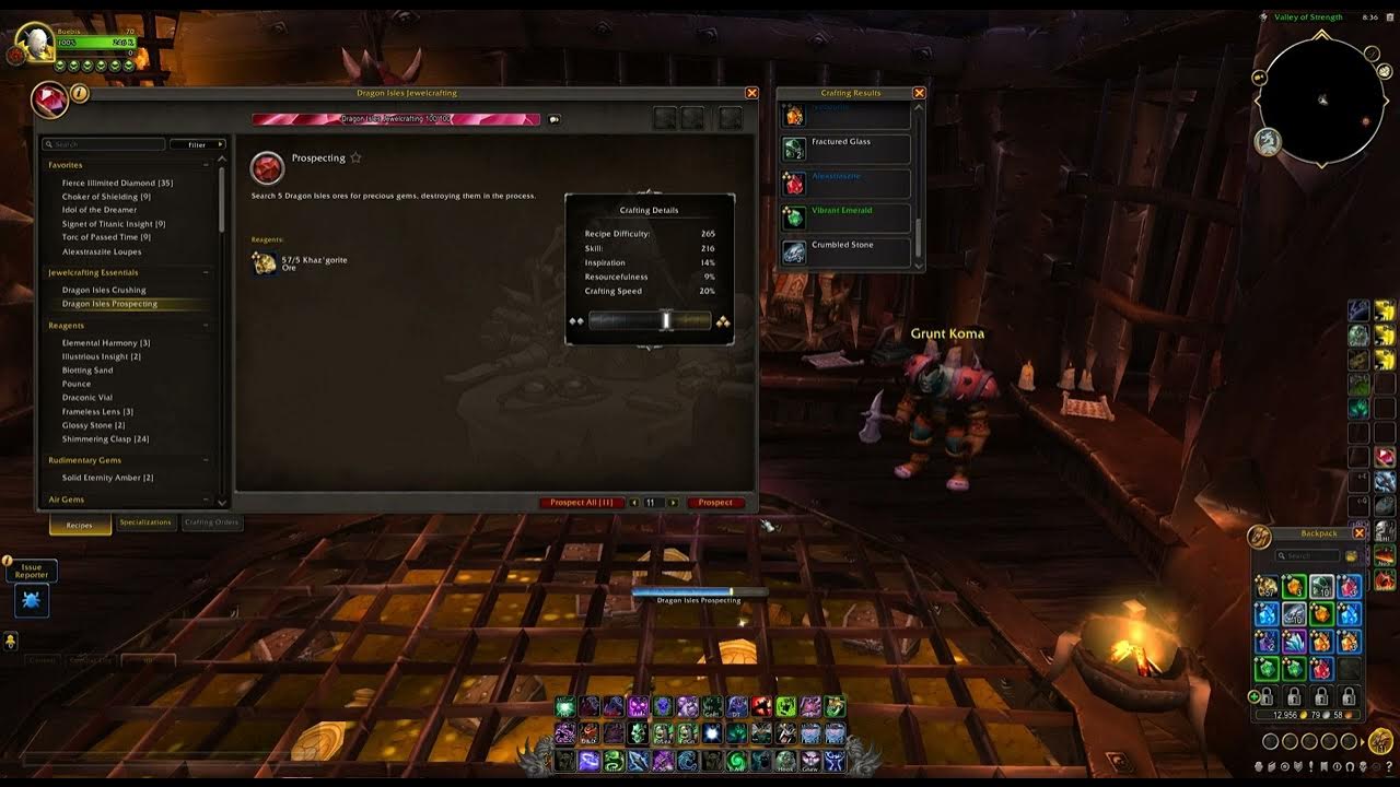 What do you get from Prospecting Khaz'gorite Ore, WoW Dragonflight