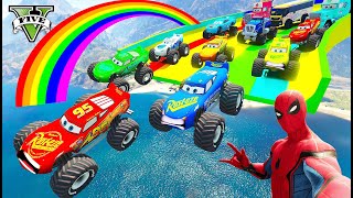 GTA V SPIDERMAN, GODZILLA x KONG  Epic New Stunt Race For Car Racing Challenge by Trevor and Shark