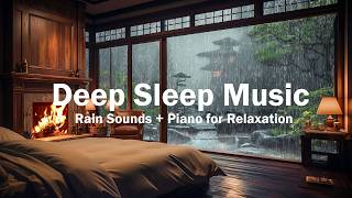 Relaxing Piano Music – Healing Rain Sounds on Ancient House in Foggy Forest at Night for Deep Sleep