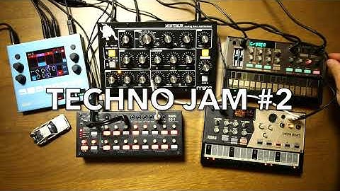 Techno Jam #2: Moog Minitaur, Korg volca drum, volca fm2, SQ-1, 1010music bluebox