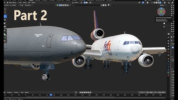 Airplane 3D modeling process ( DC-10 ). Blender. Part - 2/4