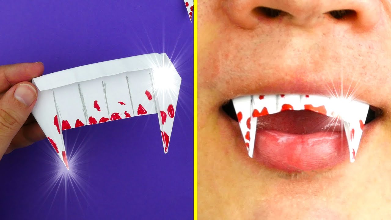 How to make vampire teeth with paper. [Origami easy] 