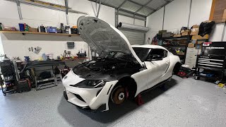 REBUILDING A WRECKED 2021 TOYOTA SUPRA PART 3 | New Engine/Transmission