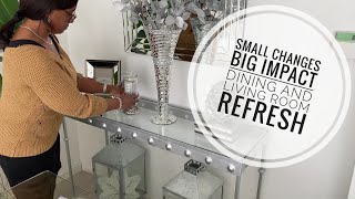 DININGROOM AND LIVINGROOM REFRESH | Small Changes Big Impact | Transitional Glam Decor
