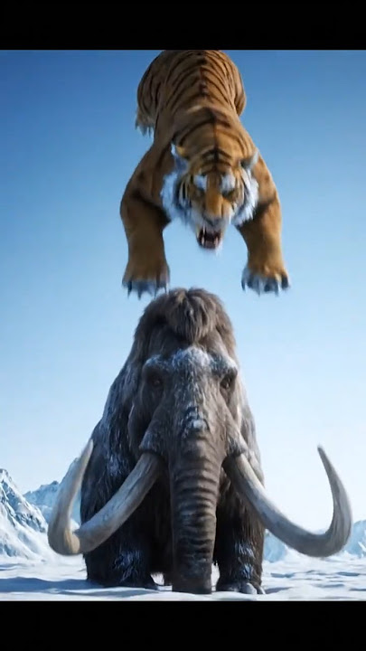 Life 8.3 Million Years Ago | Mammoth vs Saber-Tooth Tiger ❄️ #PrehistoricBattle #AnimalFight #Shorts