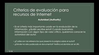 Criterios de evaluación para recursos en Internet/ parte 1 Criterios de evaluación para recursos en Internet/ parte 1
