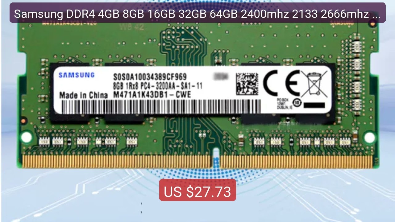 Samsung DDR4 4GB 8GB 16GB 32GB 64GB 2400mhz 2133 2666mhz 3200mhz