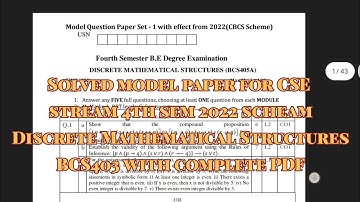 Discrete Mathematical Structures solved model paper for CSE stream 2022 scheam 4th semester