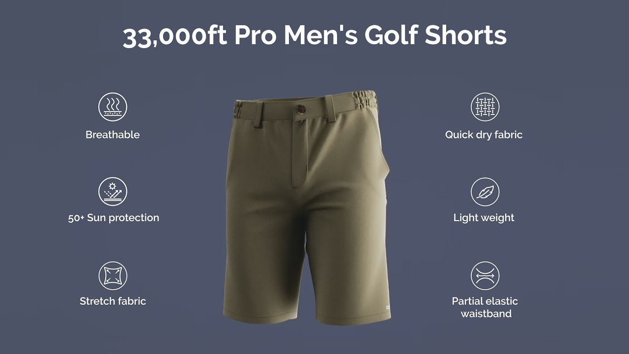 33,000ft Men's Golf Shorts 9" Dry Fit and UPF 50+