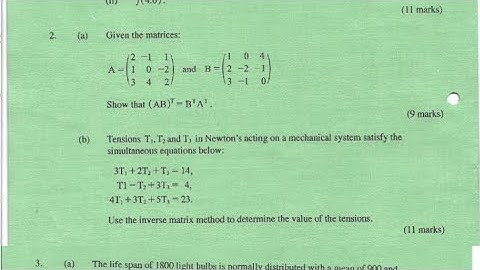 MATRICES TRASPOSE #KNEC PAST PAPER #CIVIL ENGINEERING.