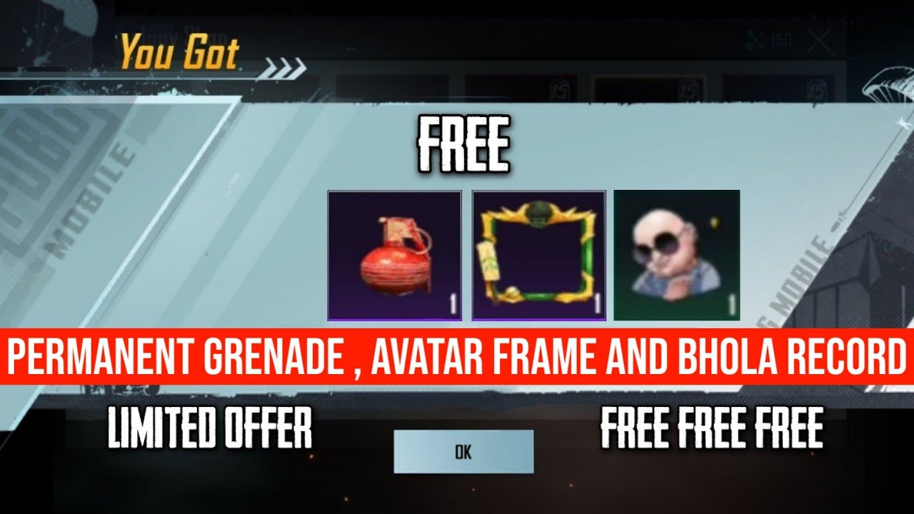 Get Permanent Grenade Skin & Avatar Frame | Bhola Record New Event In Pubg Mobile